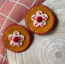 Load image into Gallery viewer, Tufted Cherry Flower Earrings
